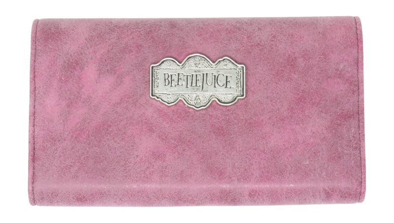 Bioworld Beetlejuice Handbook for The Recently Deceased Womens' Snap Faux Leather Tri-Fold Wallet, Purple, Medium - Image 2