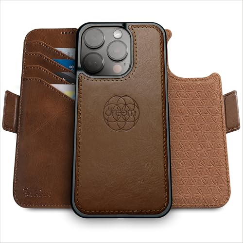 Dreem for iPhone 16 Pro Max Case Wallet, Revolutionary Phone Stand, Vegan Leather, MagSafe-Fit, Magnetic Detachable Flip Cover, RFID Blocking Card Holder, Gift-Box [Fibonacci:Chocolate] - Image 1