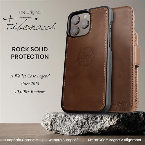 Dreem for iPhone 16 Pro Max Case Wallet, Revolutionary Phone Stand, Vegan Leather, MagSafe-Fit, Magnetic Detachable Flip Cover, RFID Blocking Card Holder, Gift-Box [Fibonacci:Chocolate] - Image 3