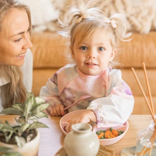 Tiny Twinkle Long Sleeve Bib for Babies & Toddlers – Waterproof Smock Bib for Eating – Machine Washable & Mess-Proof, Baby Feeding Essential & Shower Must-Have(Cotton Candy, 6–24M) - Image 2