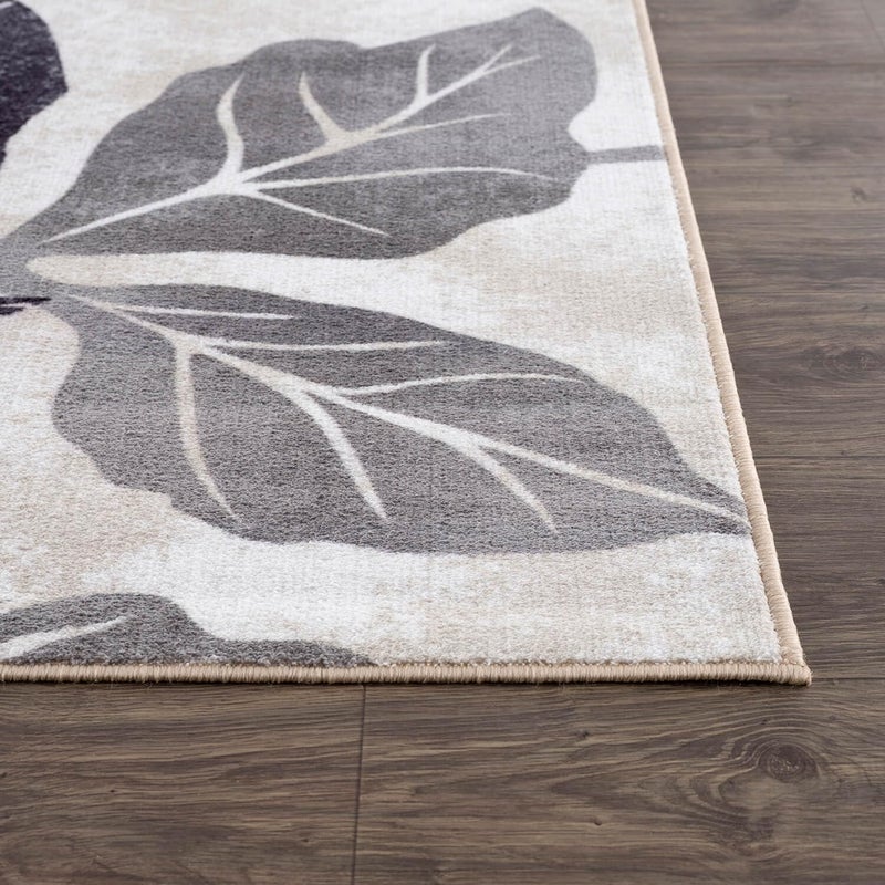 CAMILSON Solana Modern Floral 5x7 Area Rugs Non-Skid (Non-Slip) Rubber Backing Black and White Flowers Indoor Rug (5x7, Black White) - Image 5