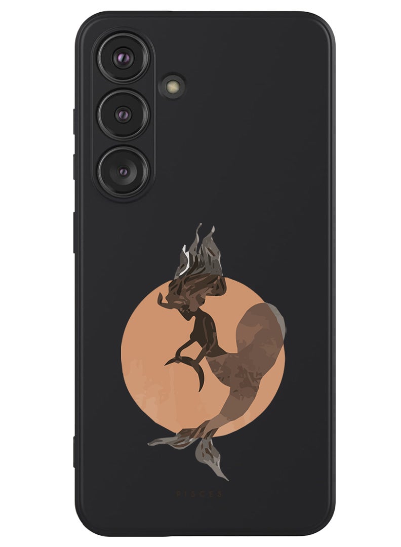 Theodor Protective Slim Fit Case Liquid Silicone Cover with Full Body Protection Anti-Scratch Shockproof Case For Samsung Galaxy S24 (Black) - Pisces - Image 1