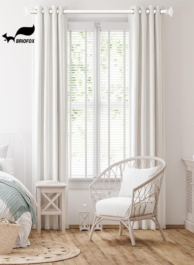 BRIOFOX white Curtain Rods for Windows 48 to 84 Inch Adjustable Length 1 Inch Diameter Heavy Duty Window Curtain Rods for Indoor Ourdoors With Classic Square Finials - Image 2