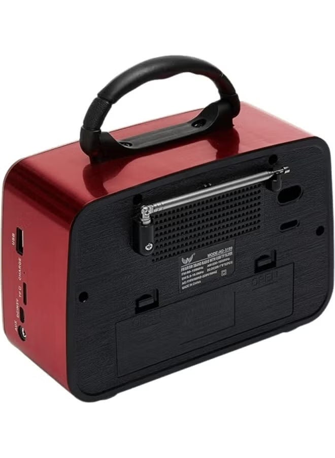 Retro RadioYS-3199BT Bluetooth Flashlight Fm Pendrive (Red) - Image 3