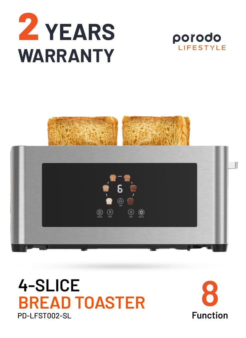 4-Slice Bread Digital Pop-Up Toaster Smart memory / Touch Panel / Reheat Mode / Deep Toast Mode / Light Toast Mode / Defrost Heat Levels / Stainless Steel / Slide Out Crumb Tray-Silver - pzsku/ZA02C1A7F7A29ECB03391Z/45/_/1735800499/19e655de-f57f-47ca-83f4-7de81a2d5619