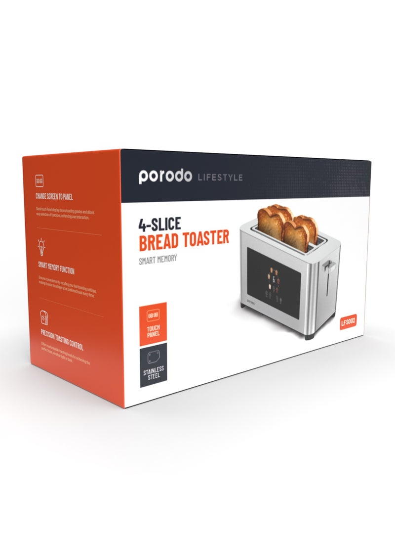 4-Slice Bread Digital Pop-Up Toaster Smart memory / Touch Panel / Reheat Mode / Deep Toast Mode / Light Toast Mode / Defrost Heat Levels / Stainless Steel / Slide Out Crumb Tray-Silver - pzsku/ZA02C1A7F7A29ECB03391Z/45/_/1735800579/5e6bfb41-37e0-438a-afdf-a332cf63fcd5