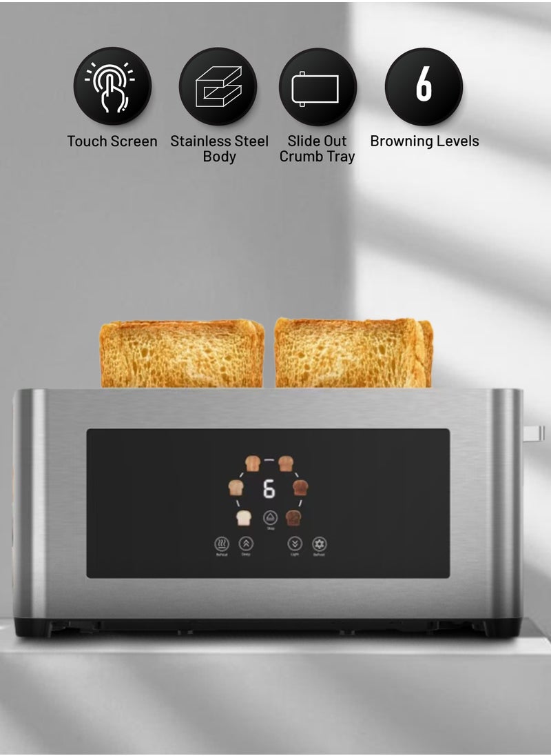 4-Slice Bread Digital Pop-Up Toaster Smart memory / Touch Panel / Reheat Mode / Deep Toast Mode / Light Toast Mode / Defrost Heat Levels / Stainless Steel / Slide Out Crumb Tray-Silver - pzsku/ZA02C1A7F7A29ECB03391Z/45/_/1735800606/c8a39311-bbc3-487e-99ce-620a3cafd158