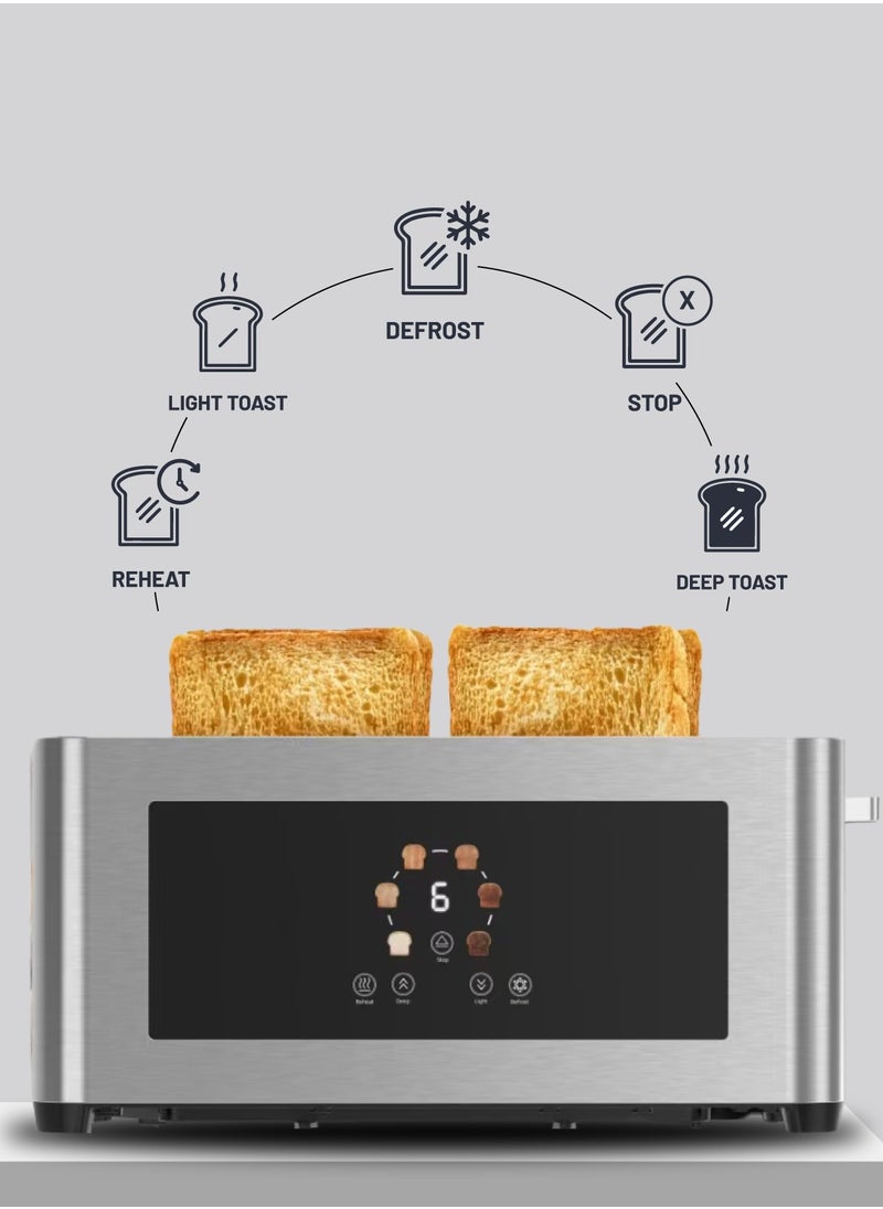 4-Slice Bread Digital Pop-Up Toaster Smart memory / Touch Panel / Reheat Mode / Deep Toast Mode / Light Toast Mode / Defrost Heat Levels / Stainless Steel / Slide Out Crumb Tray-Silver - pzsku/ZA02C1A7F7A29ECB03391Z/45/_/1735800610/234e6225-252e-4f5d-ab89-a5a7746249d7