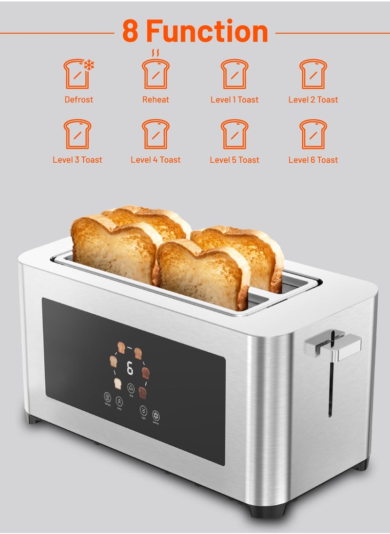 4-Slice Bread Digital Pop-Up Toaster Smart memory / Touch Panel / Reheat Mode / Deep Toast Mode / Light Toast Mode / Defrost Heat Levels / Stainless Steel / Slide Out Crumb Tray-Silver - pzsku/ZA02C1A7F7A29ECB03391Z/45/_/1735800623/6c08c845-9b7a-41ac-a361-5b8231a39b78