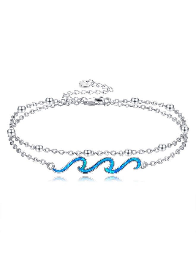 YFN Wave Bracelet 925 Sterling Silver Opal Ocean Wave Layered Bracelets Ocean Beach Bracelet For Women Jewelry Gifts (Wave Layered Bracelet) - Image 1