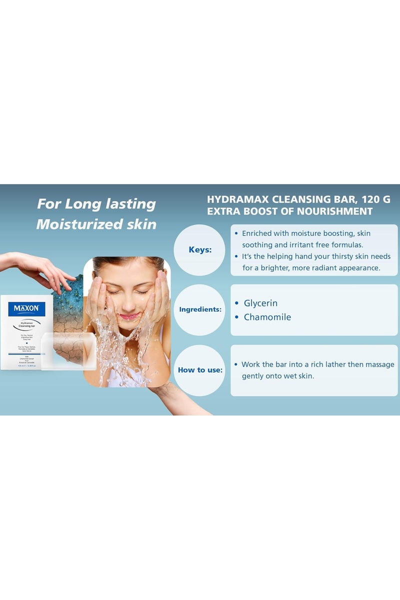 MAX-ON Hydramax Cleansing Bar â Soap-Free Face & Body Cleanser with Chamomile Extract | Gentle Hydration for Dry, Sensitive & Normal Skin â 100g - Image 5