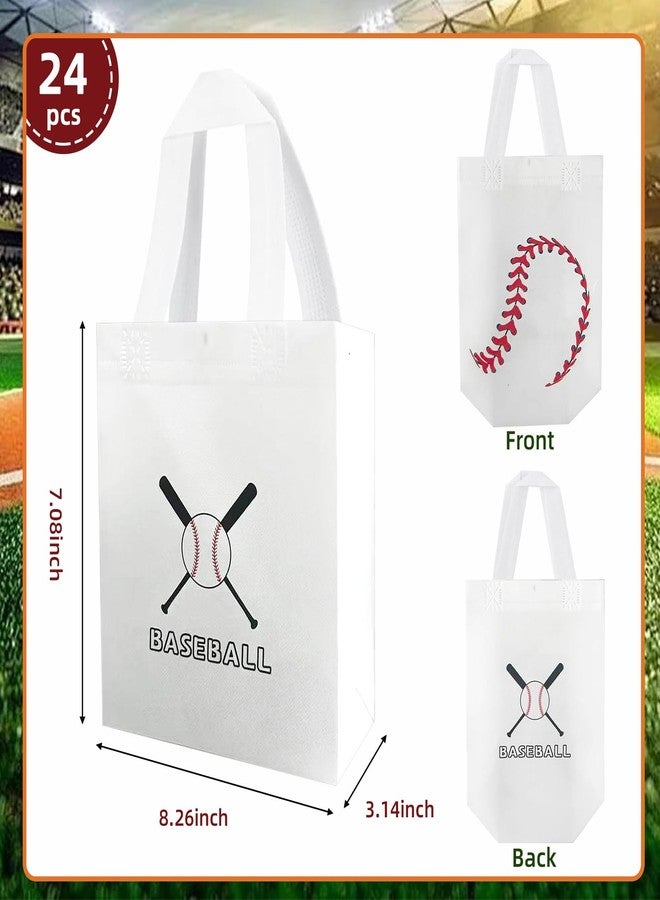 XXSCING 24 Pack Baseball Gift Bags, Baseball Goodie Bags with Handles - Reusable Non-Woven Treat Bags for Kids Sports Party Favors, Game Day, Birthday Decorations & Supplies (Baseball) - Image 2
