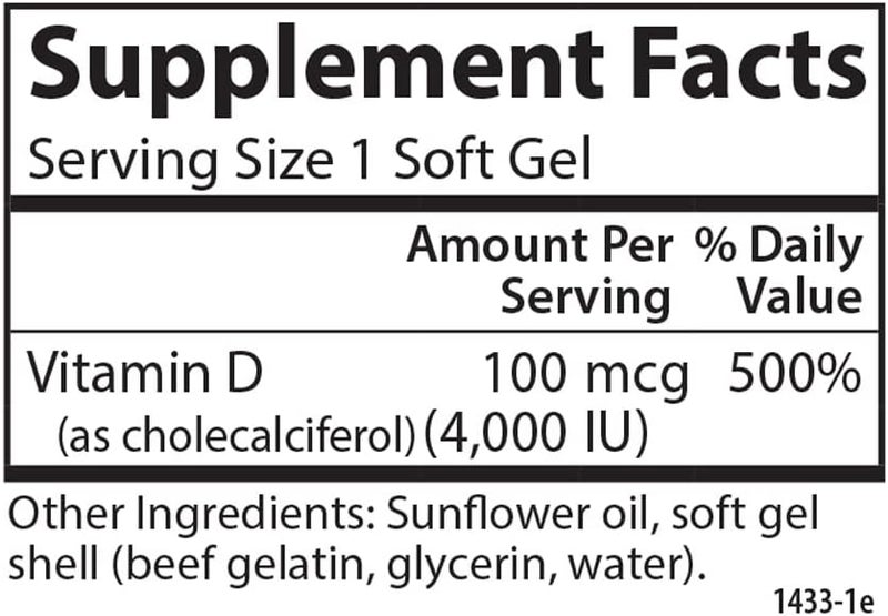 Carlson  Vitamin D3 4000 IU 100 mcg Immune Support Bone Health Muscle Health Cholecalciferol Vitamin D Supplements Vitamin D3 Soft Gels 360 Softgels - Image 4