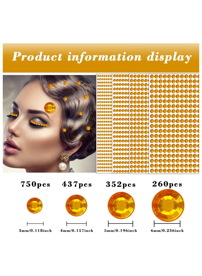 1799 قطعة 4 أوراق ملصقات أحجار الراين 3/4/5/6 مم ذاتية اللصق أحجار الراين للوجه والعينين والمكياج والشعر والجسم - Image 3