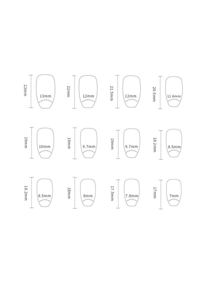 ORiTi 24 قطعة أظافر فرنسية لامعة بيضاء مزينة بتصميم فراشة - أظافر مربعة متوسطة تغطي بالكامل للنساء - Image 2