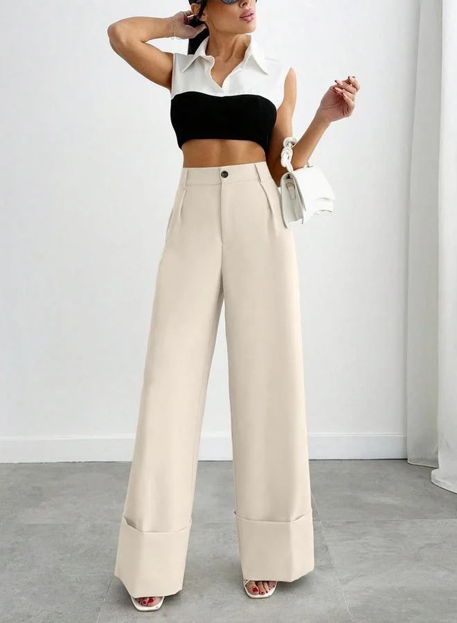 Take Two Off White Wide Leg Trousers