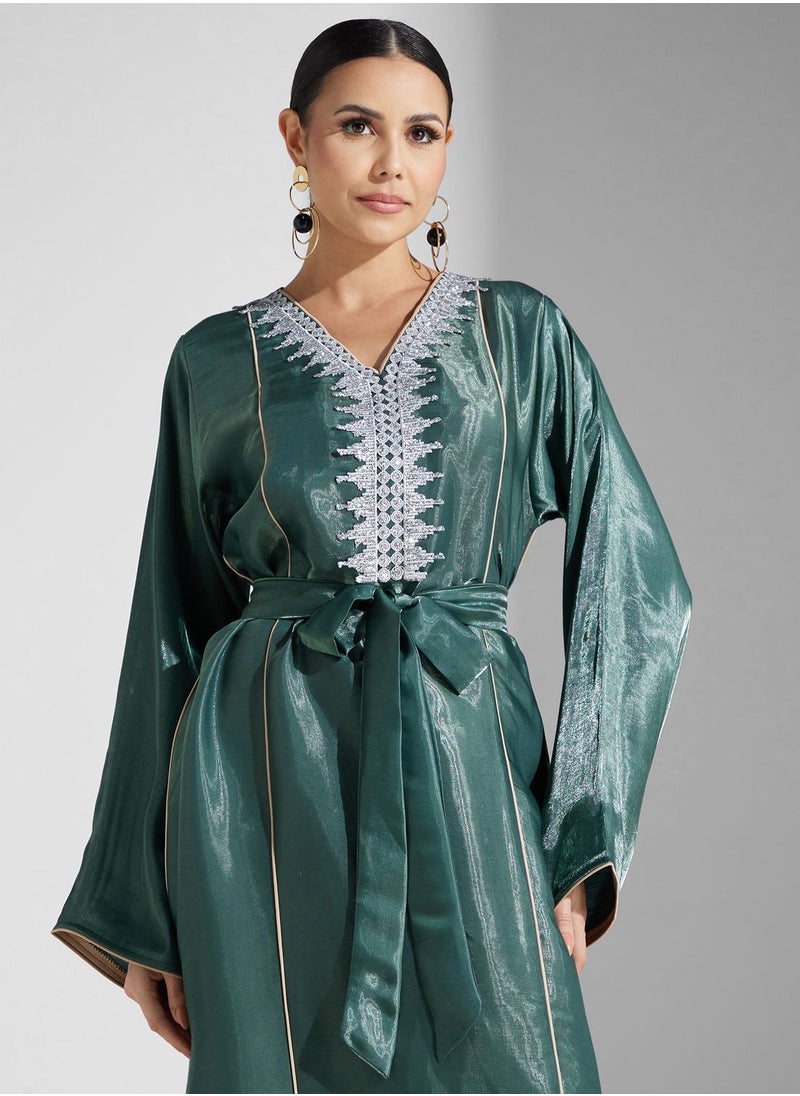 hayas closet - Embroidered Belted Jalabiya - Image 1