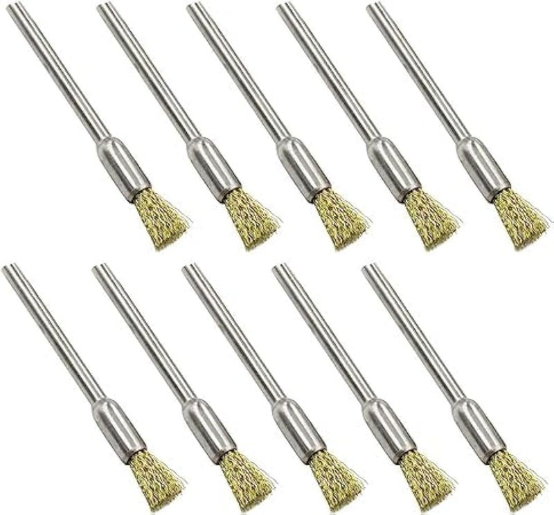 10 Pieces Extended Stainless Copper Wire Cleaning End Brushes Pen Wire Brush Rust Paint Removal Bits Polishing Rotary Tools Accessories 2.35 MM Mandrel (4mm end Brush) - Image 1