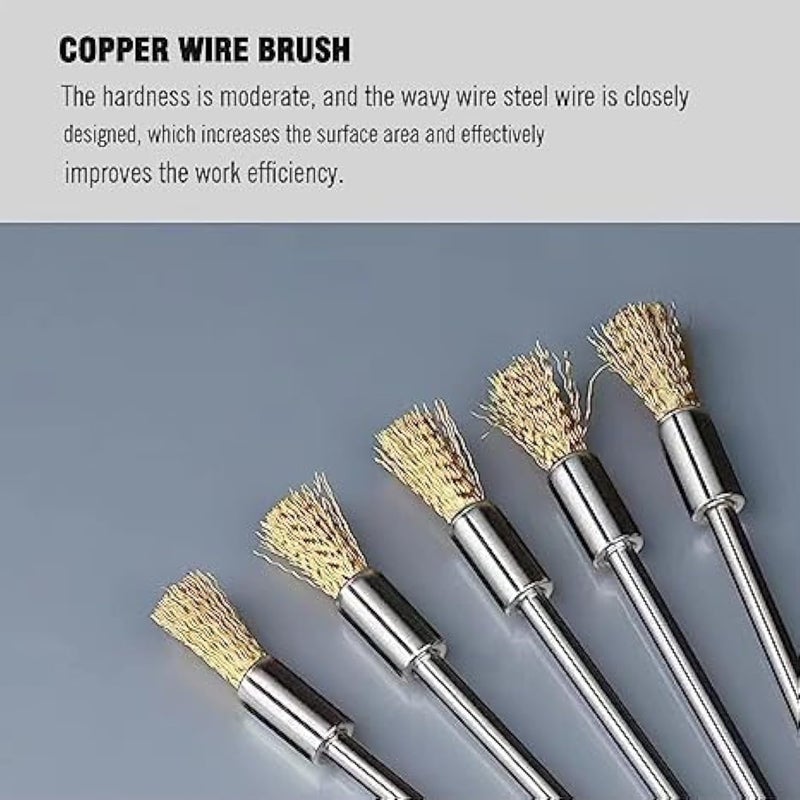10 Pieces Extended Stainless Copper Wire Cleaning End Brushes Pen Wire Brush Rust Paint Removal Bits Polishing Rotary Tools Accessories 2.35 MM Mandrel (4mm end Brush) - Image 2
