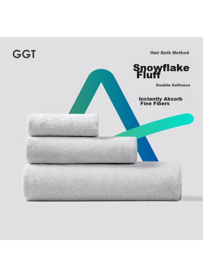 Ggt Snowflake Velvet Bath Towel Set Of Two, High-quality Absorbent Quick-drying Towel For Men And Women, Lint-free, Thin Ink Color - Image 2