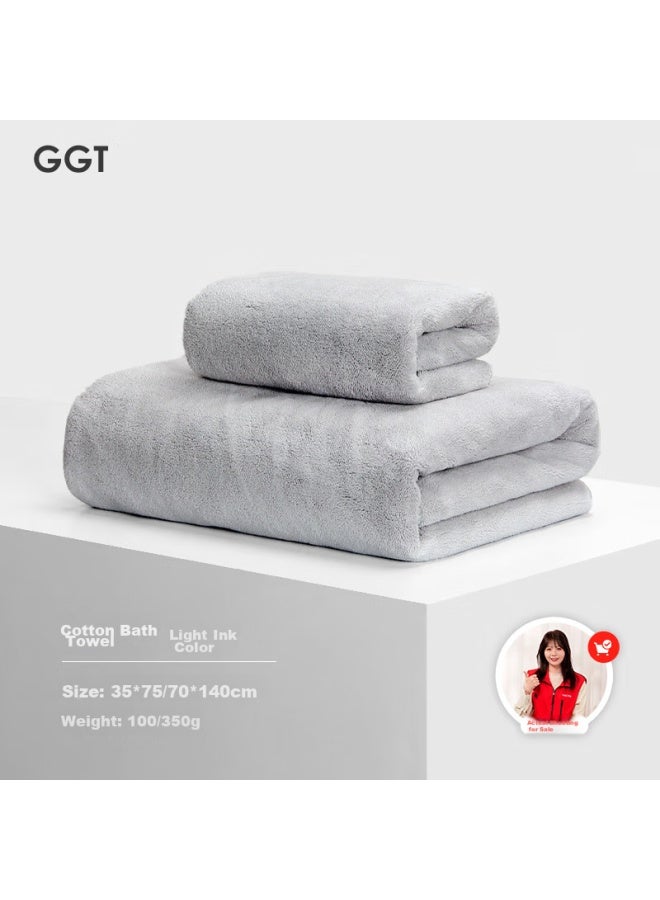 Ggt Snowflake Velvet Bath Towel Set Of Two, High-quality Absorbent Quick-drying Towel For Men And Women, Lint-free, Thin Ink Color - Image 1