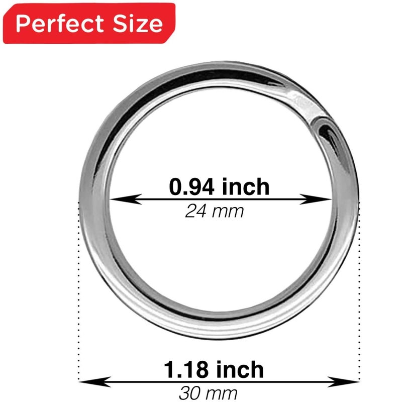 Silipac Key Rings Flat Split Keychain Bulk – Heavy Duty 1.18" (30 mm) Keyring – Organize Fast for Car & Home, Lanyards, School/Office/DIY – Metal Dog Tag Rings – Silver/Gold/Rainbow/Gunmetal Silver Nickel-plated 10 pcs - Image 5