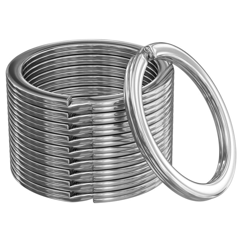 Silipac Key Rings Flat Split Keychain Bulk – Heavy Duty 1.18" (30 mm) Keyring – Organize Fast for Car & Home, Lanyards, School/Office/DIY – Metal Dog Tag Rings – Silver/Gold/Rainbow/Gunmetal Silver Nickel-plated 10 pcs - Image 1