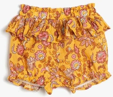كوتون Baby Girl Shorts, Ruffled, Floral, Cotton with Elastic Waist and Cuffs
