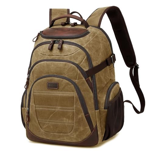SHENHU Travel Laptop Backpack 173 inch XL Computer Backpack for Men Waxed Canvas College Daypack Business Backpack Brown - Image 1