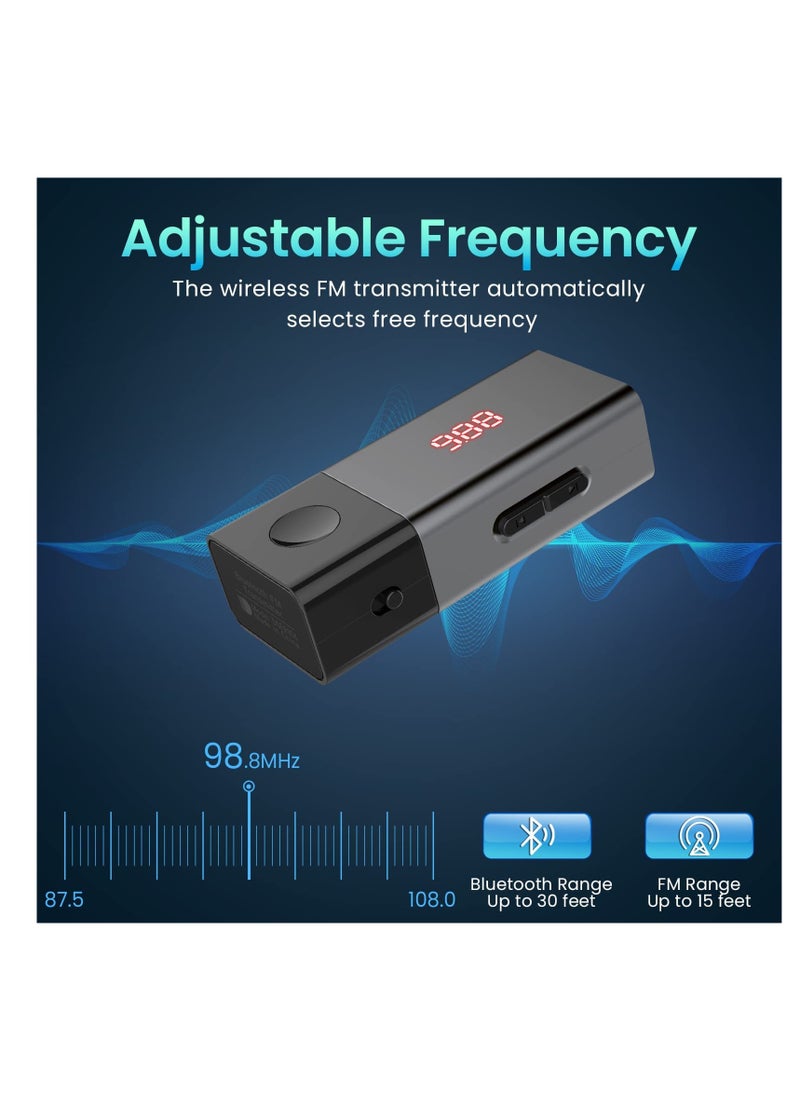 SYOSI - Bluetooth FM Transmitter, Wireless Auto Radio Bluetooth Adapter Car FM Modulator Music Recipient with USB Charger All Smartphones Audio Players (1 Pcs) - Image 1