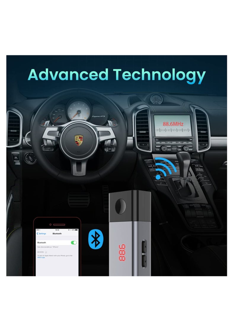 SYOSI - Bluetooth FM Transmitter, Wireless Auto Radio Bluetooth Adapter Car FM Modulator Music Recipient with USB Charger All Smartphones Audio Players (1 Pcs) - Image 1
