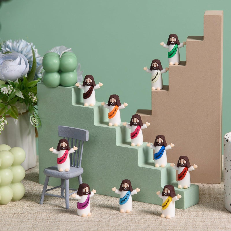 ARCHCRTC 100 Pcs Mini Jesus Figures Tiny Jesus Loves You Figurine Little Religious Christ Savior Doll to Hide and Seek for Sunday Easter Egg Stuffers Gift (100, Multicolor) - Image 5