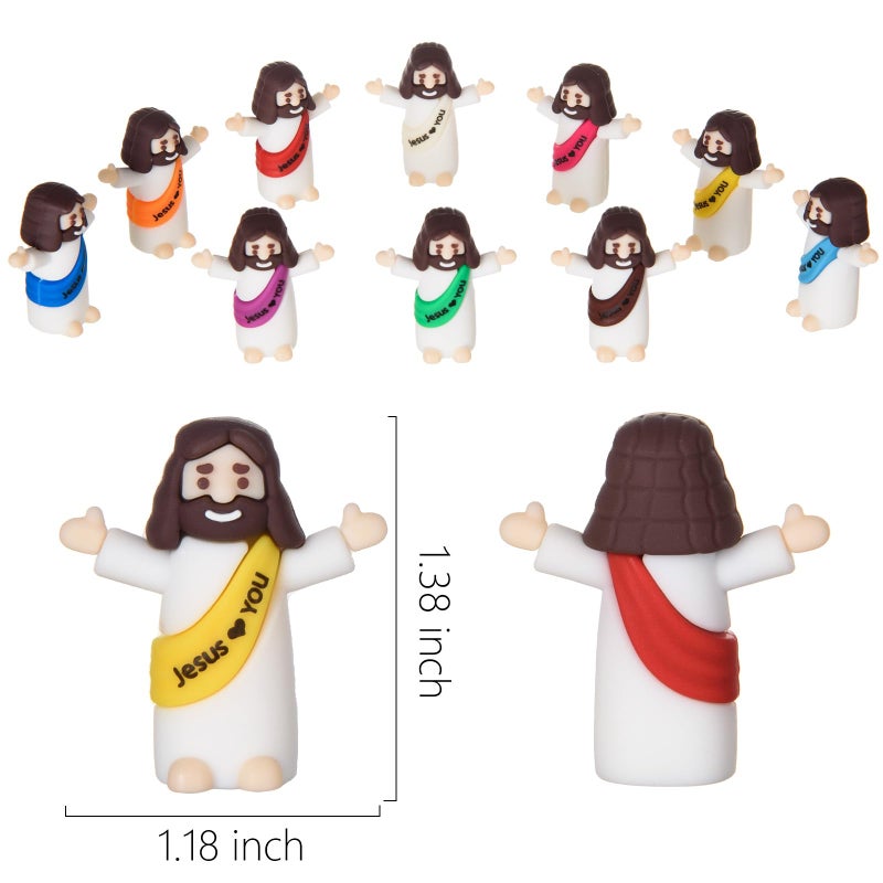 ARCHCRTC 100 Pcs Mini Jesus Figures Tiny Jesus Loves You Figurine Little Religious Christ Savior Doll to Hide and Seek for Sunday Easter Egg Stuffers Gift (100, Multicolor) - Image 2