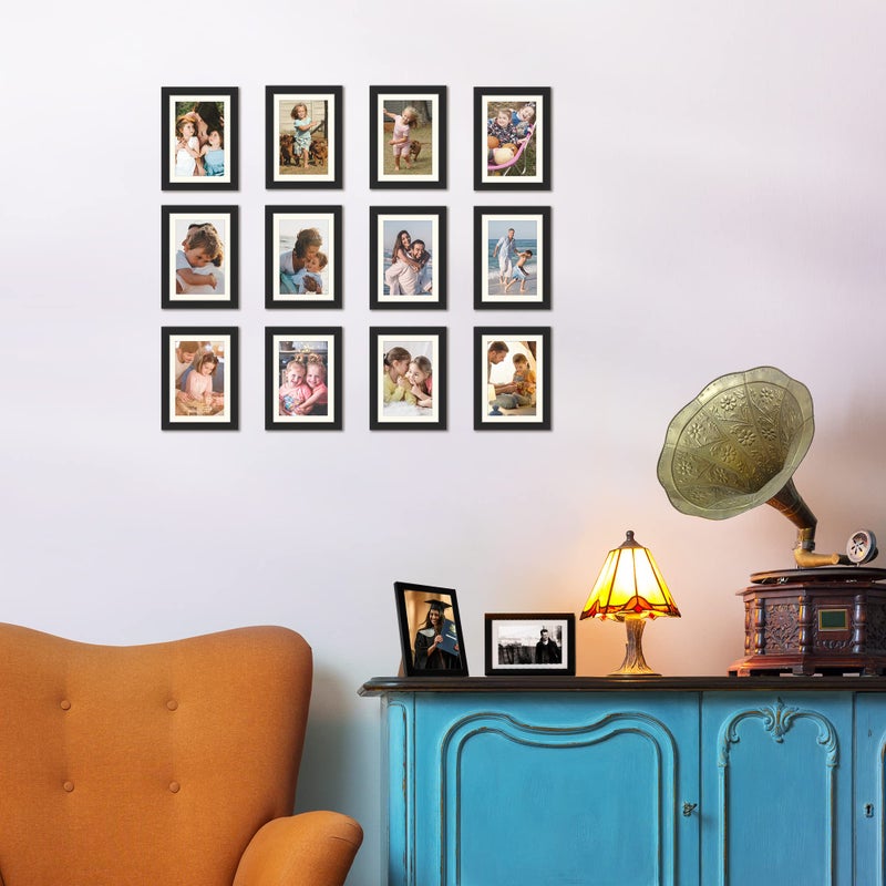 upsimples 4x6 Picture Frame Set of 10, Display Pictures 3.5x5 with Mat or 4x6 Without, Multi Photo Frames Collage for Wall or Tabletop Display, Black - Image 2