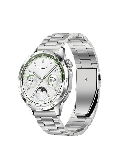 3 Beads Stainless steel band Compatible with Huawei Watch GT5 PRO | GT5 | GT4 | GT3 | GT2 | GT3 PRO | GT2 PRO | Watch 3/4 46mm | 48mm, Adjustable Size Metal Strap