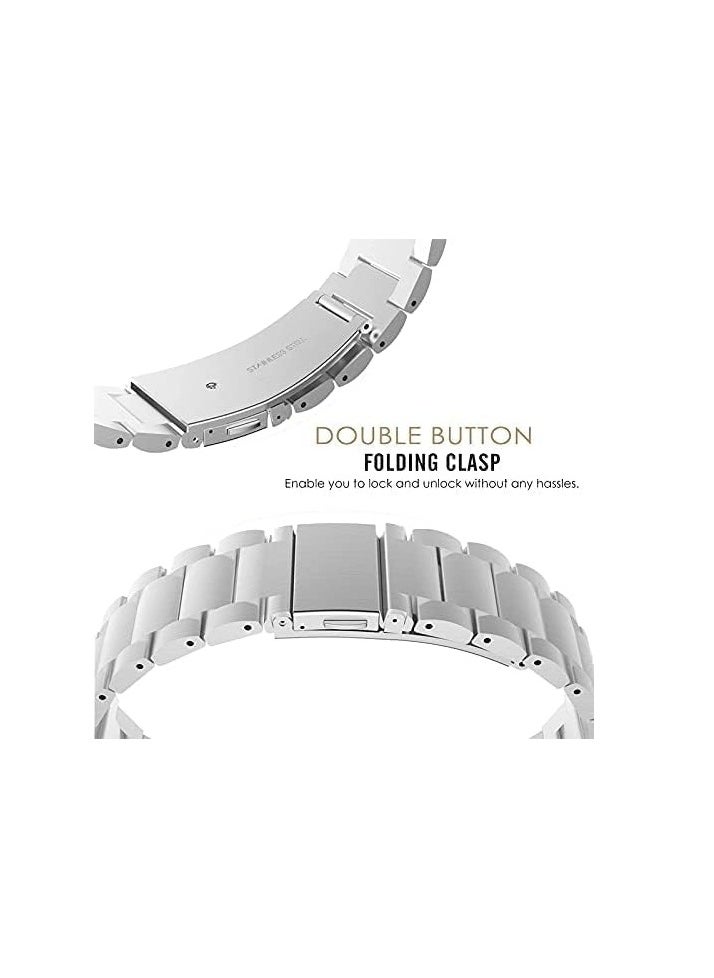 Dado - 3 Beads Stainless steel band Compatible with Huawei Watch GT5 PRO | GT5 | GT4 | GT3 | GT2 | GT3 PRO | GT2 PRO | Watch 3/4 46mm | 48mm, Adjustable Size Metal Strap - Image 1