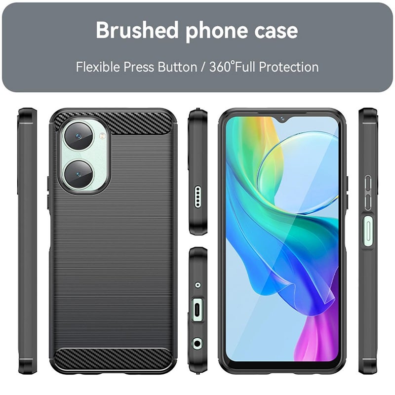 GELESE BURAQ Case Cover For vivo T3 Lite Carbon Fiber Brushed Texture TPU Phone Case(Black) - Image 2