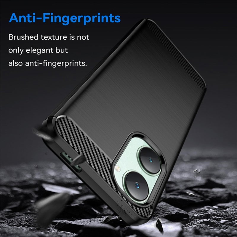 GELESE BURAQ Case Cover For vivo T3 Lite Carbon Fiber Brushed Texture TPU Phone Case(Black) - Image 3