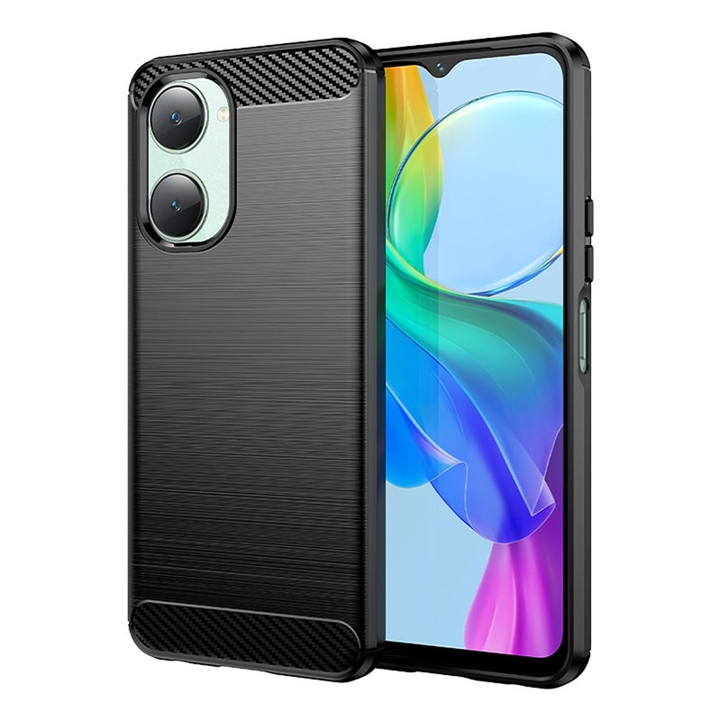 GELESE BURAQ Case Cover For vivo T3 Lite Carbon Fiber Brushed Texture TPU Phone Case(Black) - Image 1