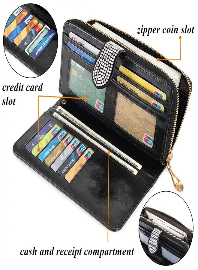 Tebery Large Capacity Women Wallet, Sturdy Money Purse Handbag with Zipper, Credit Card Storage Holder with Wrist Strap for Coin, Travel, Daily Use, Party - Image 4