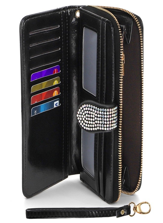 Tebery Large Capacity Women Wallet, Sturdy Money Purse Handbag with Zipper, Credit Card Storage Holder with Wrist Strap for Coin, Travel, Daily Use, Party - Image 3