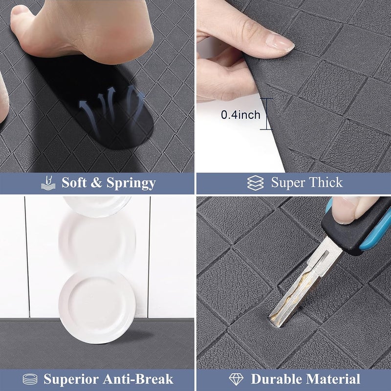 HEBE Anti Fatigue Kitchen Mats for Floor Set of 3 Cushioned Kitchen Rug Sets 3 Piece Non Slip Kitchen Rugs and Mats Waterproof Comfort Standing Mat Runner for Home Office,Sink,Laundry - Image 2