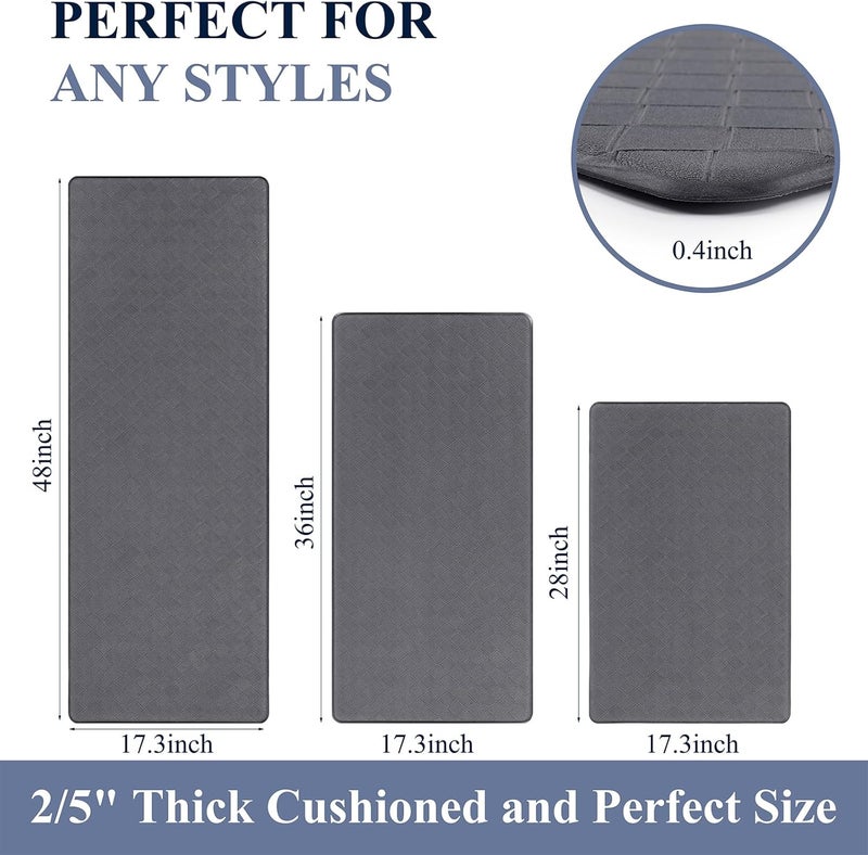HEBE Anti Fatigue Kitchen Mats for Floor Set of 3 Cushioned Kitchen Rug Sets 3 Piece Non Slip Kitchen Rugs and Mats Waterproof Comfort Standing Mat Runner for Home Office,Sink,Laundry - Image 3