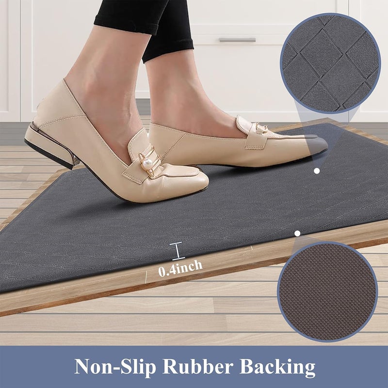 HEBE Anti Fatigue Kitchen Mats for Floor Set of 3 Cushioned Kitchen Rug Sets 3 Piece Non Slip Kitchen Rugs and Mats Waterproof Comfort Standing Mat Runner for Home Office,Sink,Laundry - Image 4