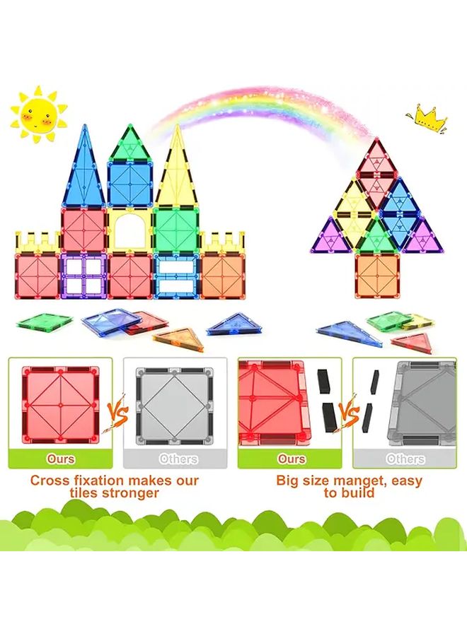 68Pcs Magnetic Building Blocks Tiles Castle Cards Creative Construction Portable Carry Case Kids Gift - Image 4