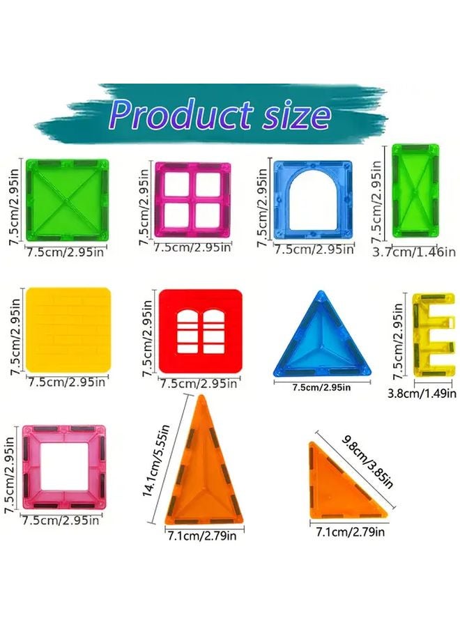 68Pcs Magnetic Building Blocks Tiles Castle Cards Creative Construction Portable Carry Case Kids Gift - Image 3