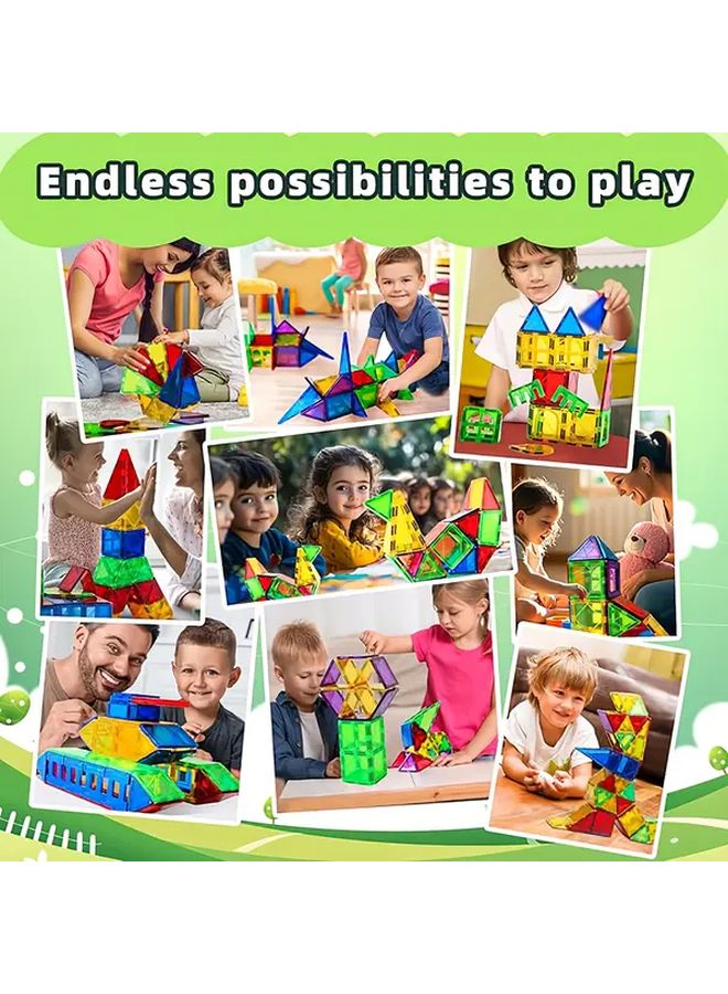 68Pcs Magnetic Building Blocks Tiles Castle Cards Creative Construction Portable Carry Case Kids Gift - Image 5