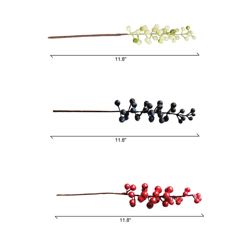 OrgMemory Artificial Berry, Fake Burgundy Berry, (20 pcs, 12" Each), Artificial Berries Stems for Xmas Tree Wreath Decorations Home Decor (Blue) - Image 2