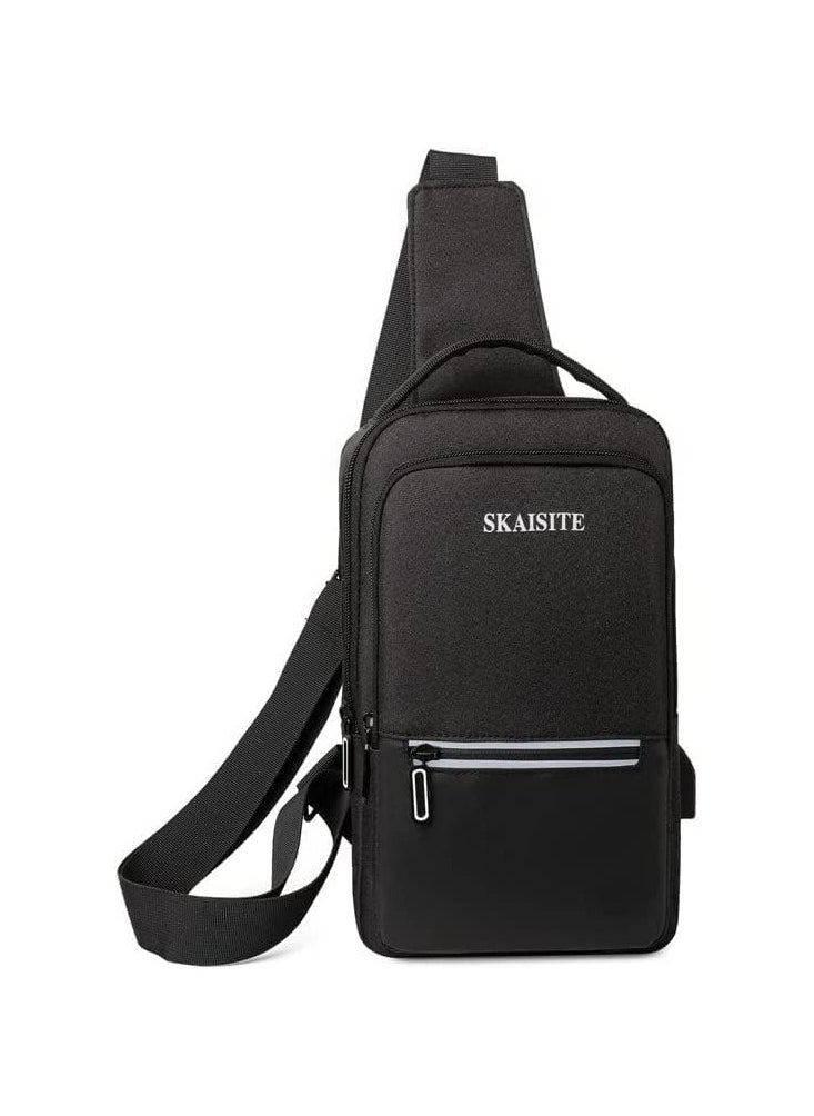 Generic - This multi-functional chest bag for men is your perfect travel and work companion, with anti-theft and water-resistant features. Black color: N - Image 1