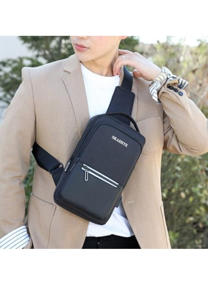 Generic - This multi-functional chest bag for men is your perfect travel and work companion, with anti-theft and water-resistant features. Black color: N - Image 1